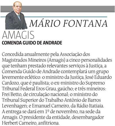 Medalha Guido de Andrade é destaque na coluna de Mário Fontana