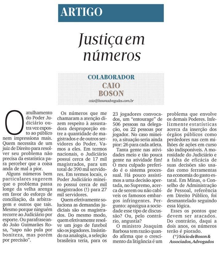 Artigo – Justiça em números