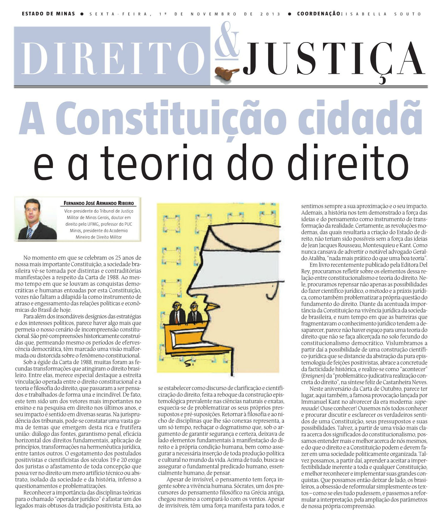 Estado de Minas publica artigo do juiz Fernando Armando