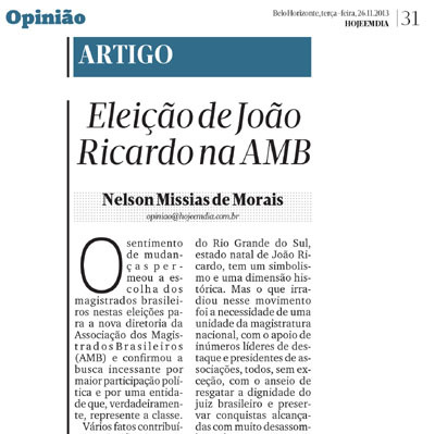 Nelson Missias publica artigo sobre eleição na AMB