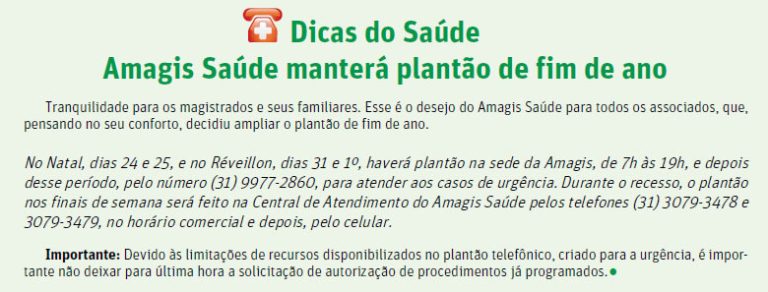 Dicas do Amagis Saúde: Plantão de fim de ano