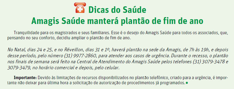 Dicas do Amagis Saúde: Plantão de fim de ano