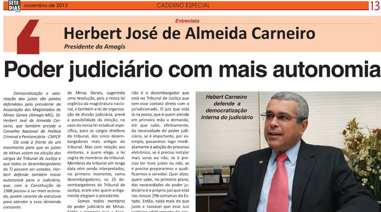 Herbert Carneiro fala sobre democratização interna do Judiciário em entrevista