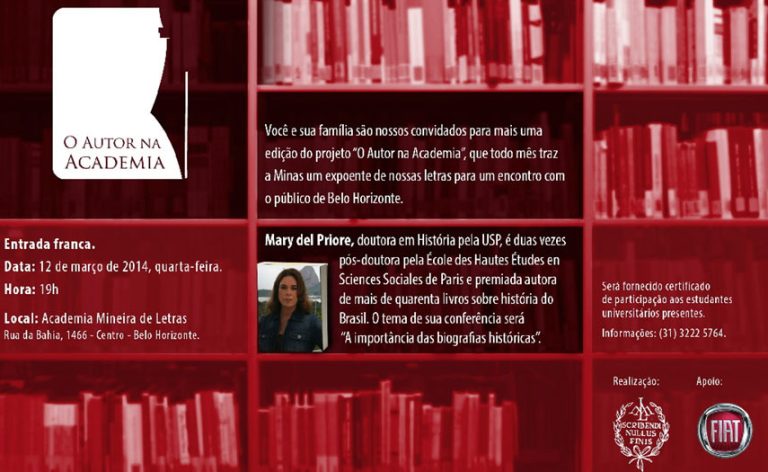 Mary del Priore fala sobre biografias na Academia Mineira de Letras