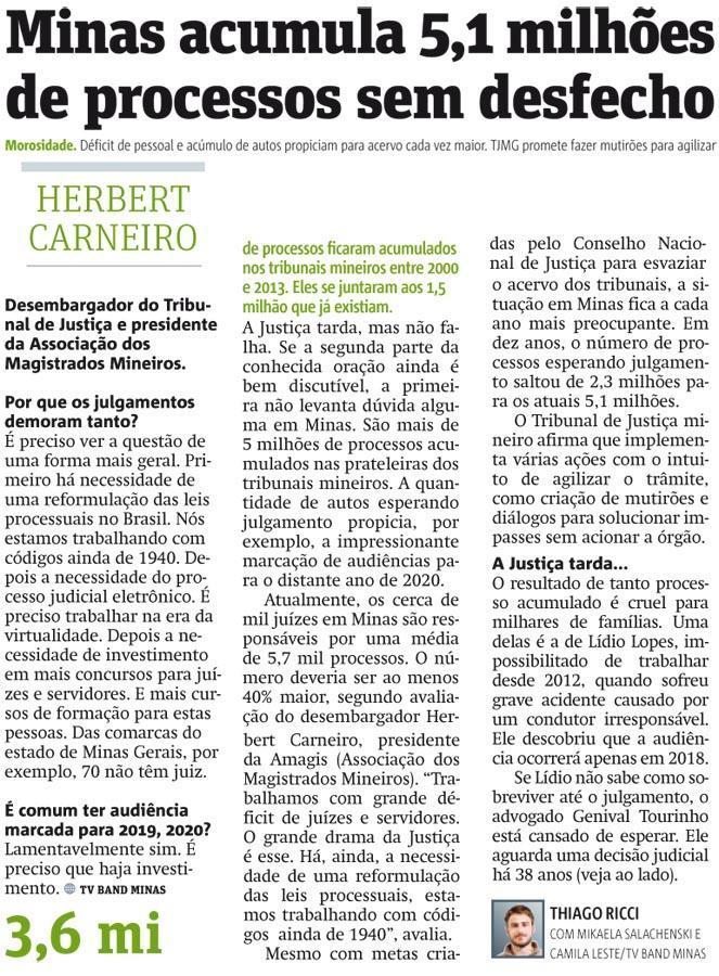 Presidente da Amagis defende melhor estrutura para o Judiciário em entrevista ao ‘Metro’