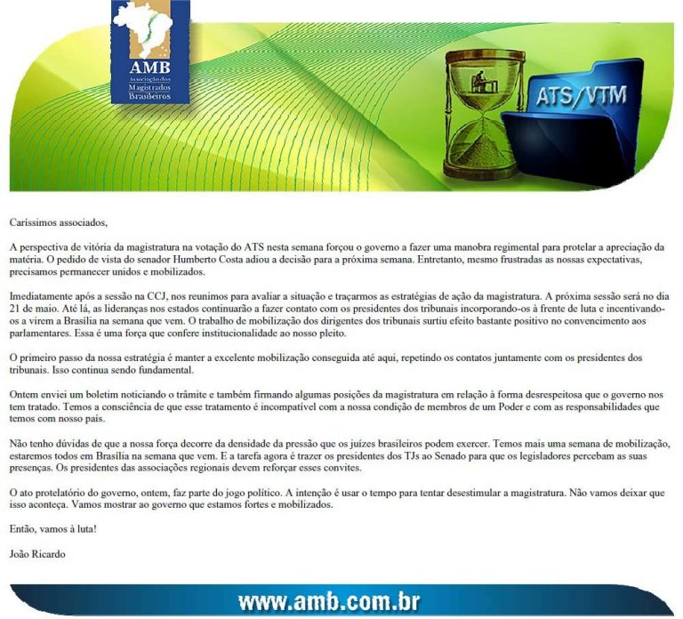 Carta do presidente da AMB