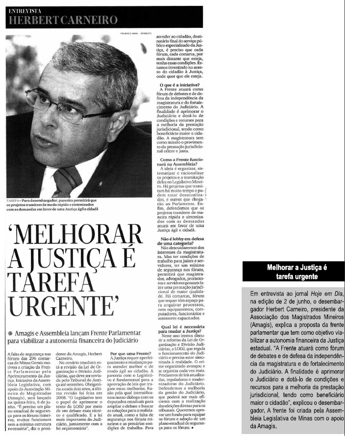 Entrevista do presidente da Amagis é destaque no TJ na Mídia