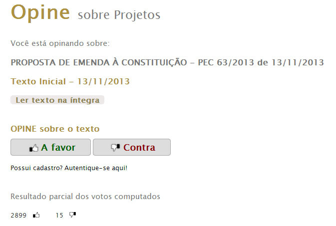 Vote na consulta pública do Senado em defesa da PEC 63