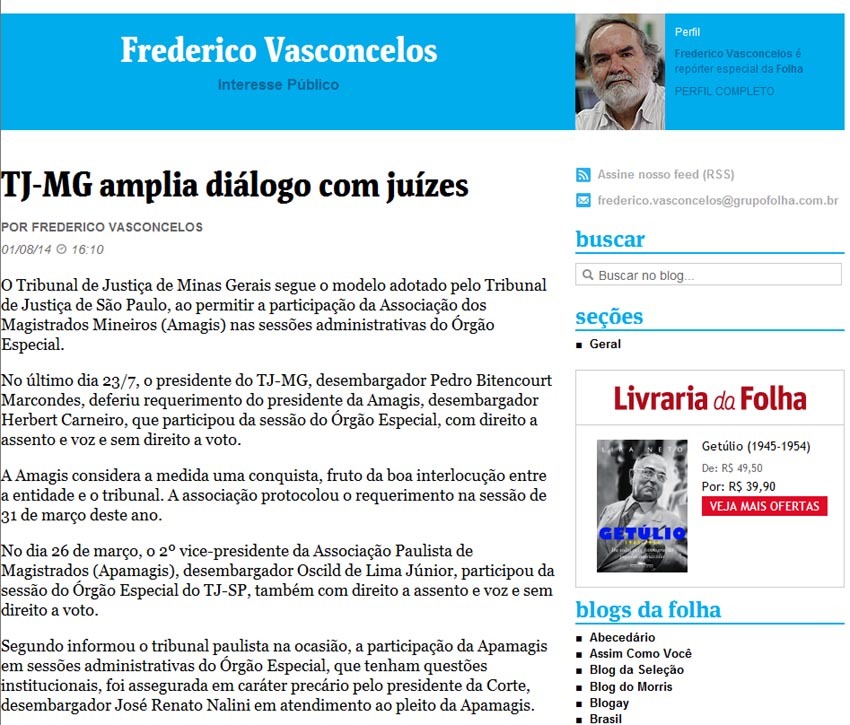Folha de São Paulo destaca conquista da Amagis