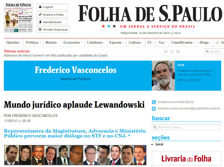 Folha de S. Paulo destaca expectativa do presidente da Amagis sobre gestão do ministro Lewandowski