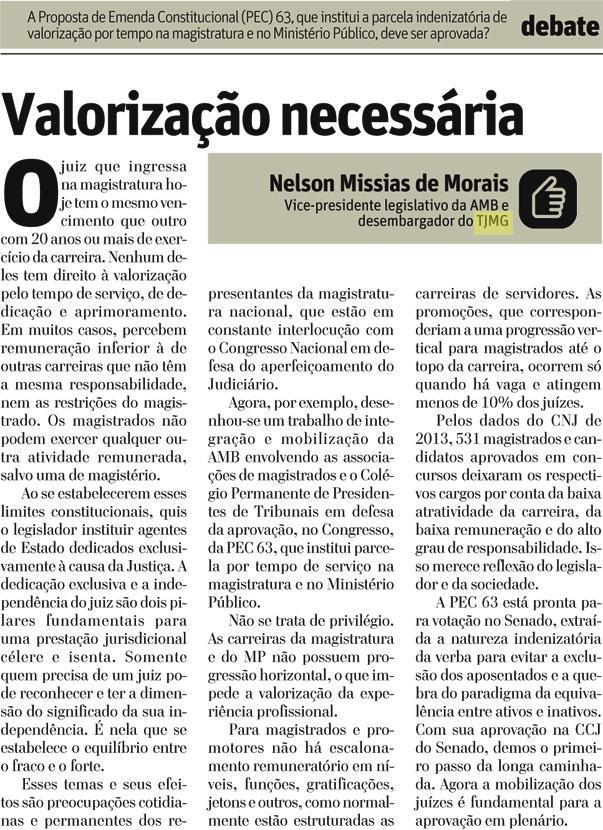 Artigo “Valorização Necessária” – Des. Nelson Missias de Morais