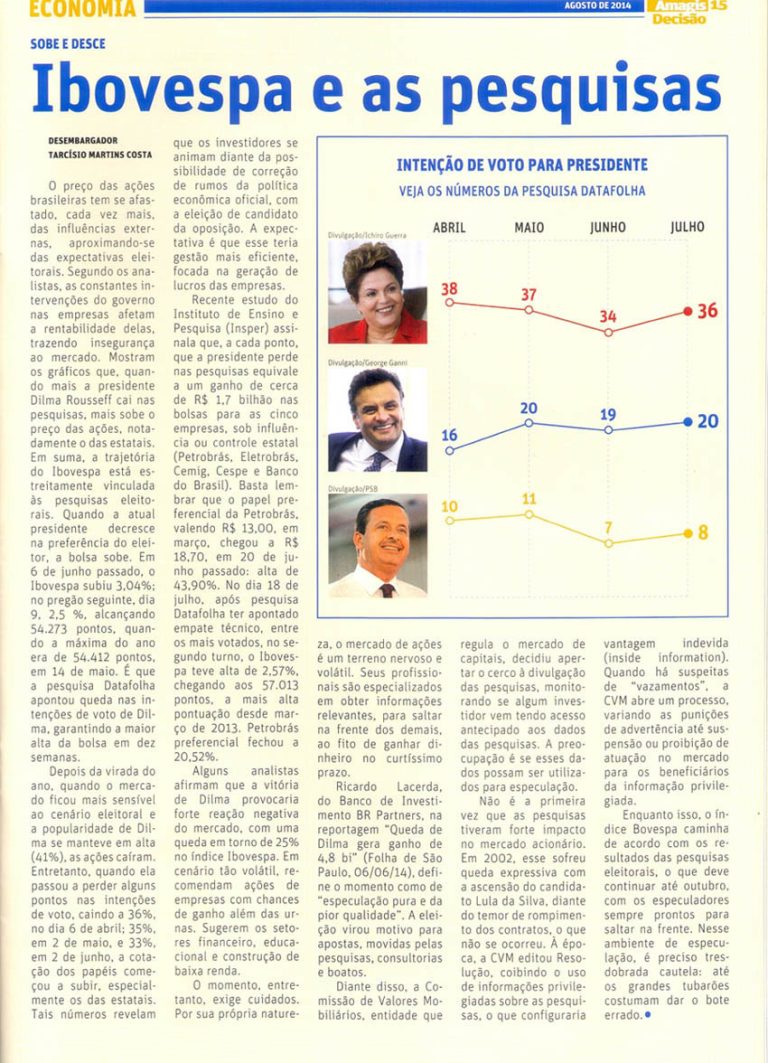 Desembargador Tarcísio Martins da Costa escreve artigo no jornal Decisão
