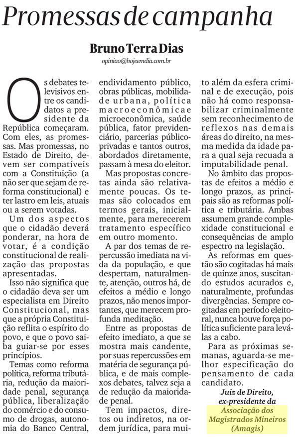 Ex-presidente da Amagis publica artigo em jornal