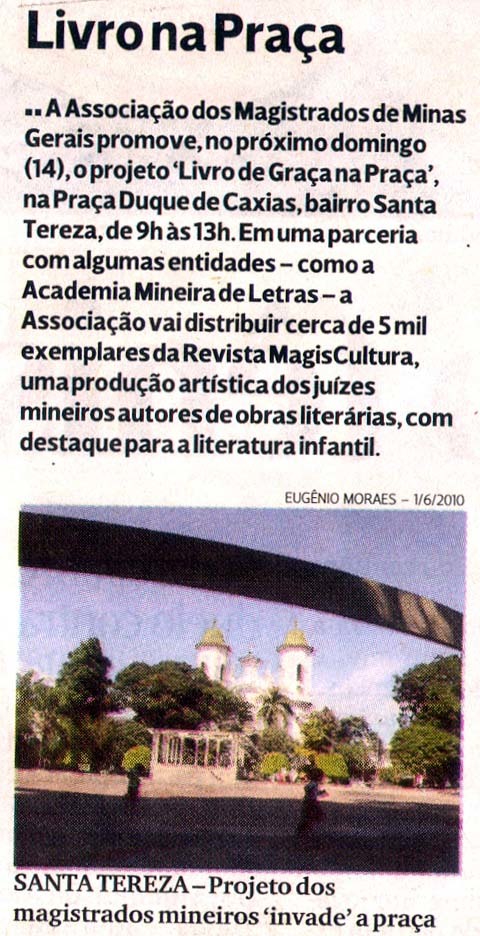 Hoje em Dia destaca participação da Amagis no Livro de Graça na Praça