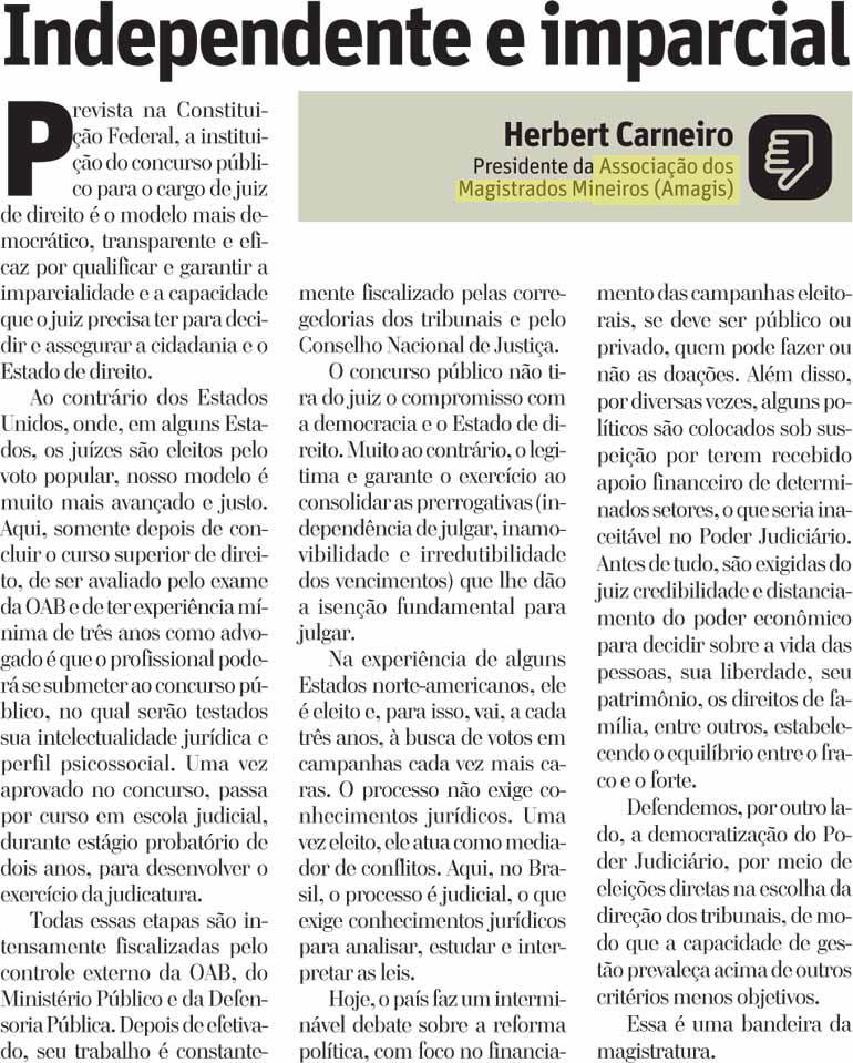 Presidente da Amagis publica artigo sobre importância das prerrogativas dos magistrados