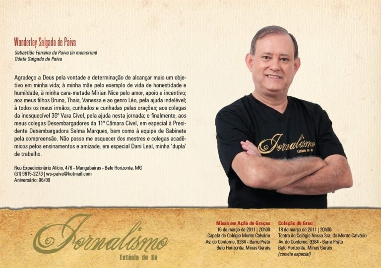 Desembargador convida para cerimônia de formatura