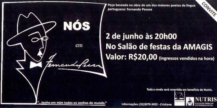 Fernando Pessoa será tema de espetáculo na Amagis