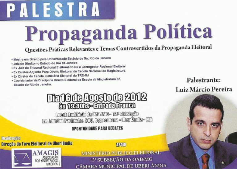 Propaganda política será tema de palestra em Uberlândia