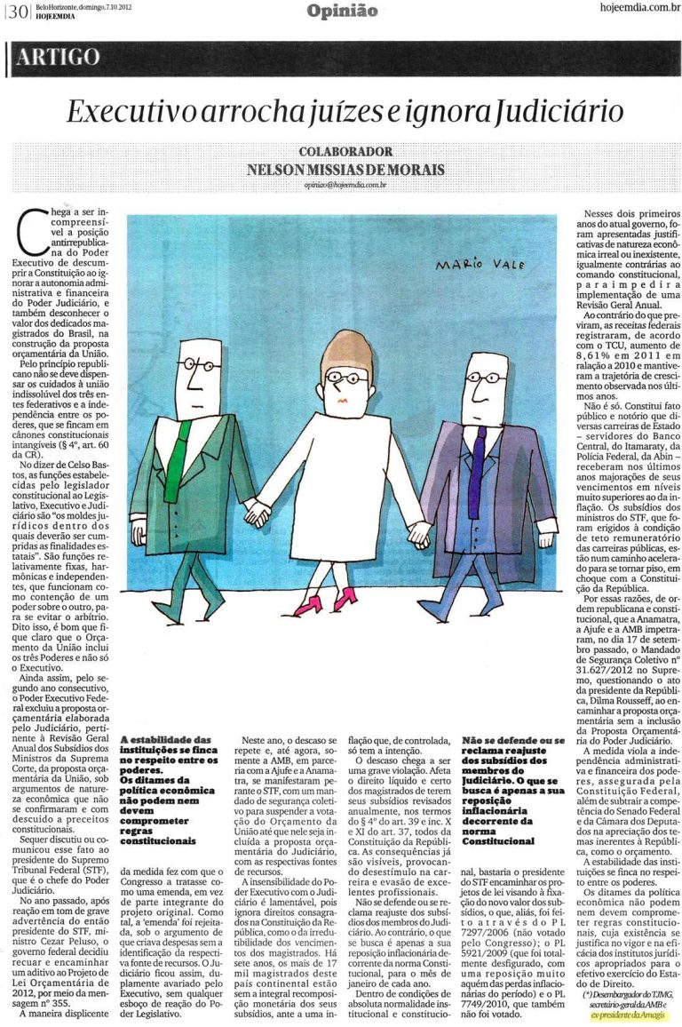 Artigo ? ?Executivo arrocha juízes e ignora Judiciário?