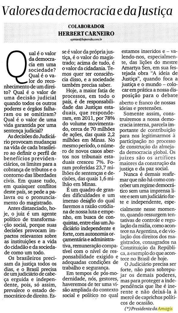 Presidente da Amagis vincula valores da democracia aos da Justiça