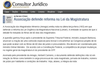 Imprensa destaca defesa da Amagis por reforma da Loman