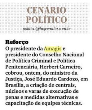 Imprensa repercute encontro do presidente da Amagis com ministro da Justiça