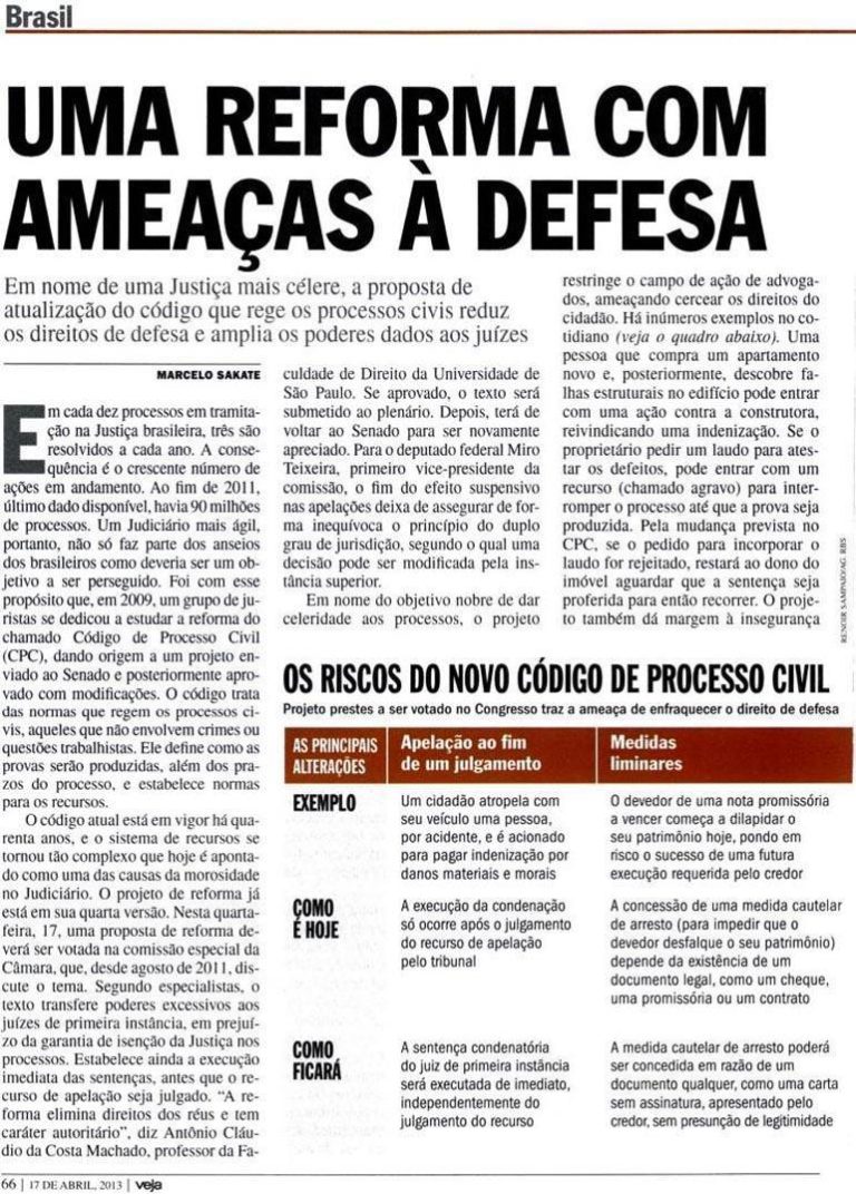 Revista Veja: Uma reforma com ameaças à defesa