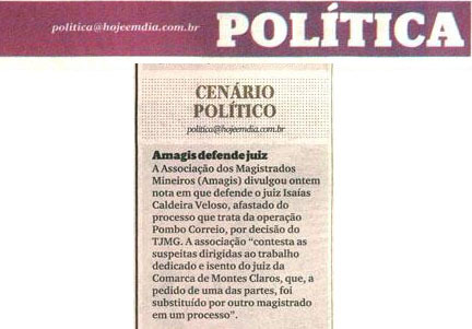 Jornal publica nota da Amagis em defesa de juiz  de Montes Claros