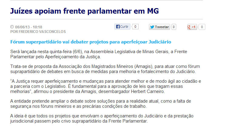 Folha de S. Paulo destaca lançamento da Frente Parlamentar