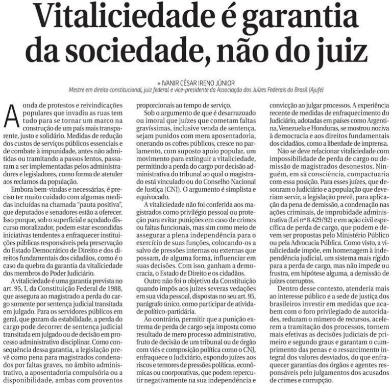 Juiz federal publica artigo sobre PEC 53