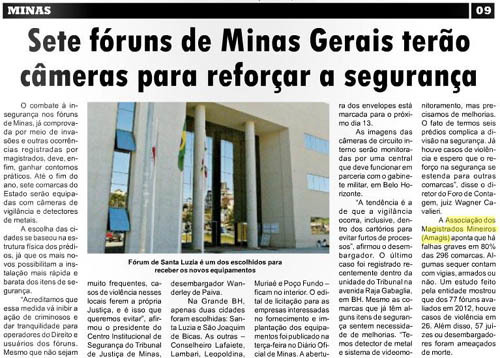 Insegurança nos fóruns mineiros é tema de reportagem de jornal de Varginha