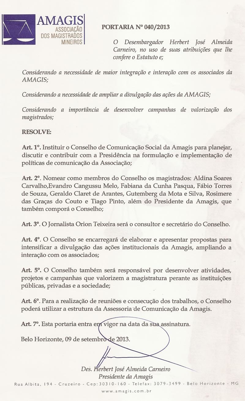 Amagis institui Conselho de Comunicação