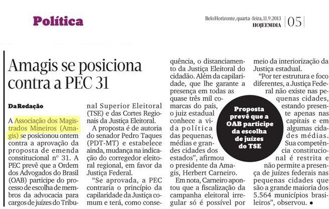 PEC 31: Nota da Amagis repercute na imprensa